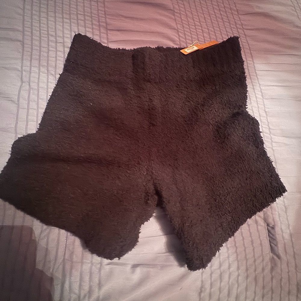 SKIMS Black Fuzzy Women Shorts